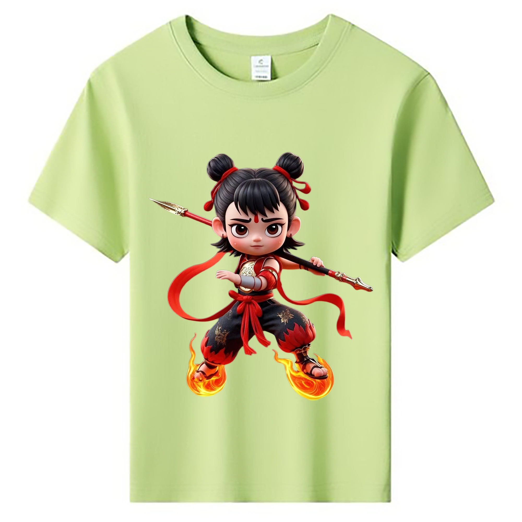 （画像用） Ne Zha 2 ナタ 魔童の大暴れ 綿100％キッズTシャツ（フロントプリント）